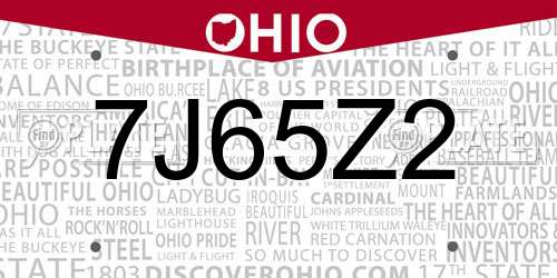 7J65Z2 Ohio License Plate