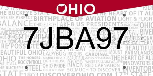 7JBA97 Ohio License Plate