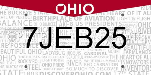 7JEB25 Ohio License Plate