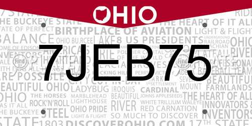 7JEB75 Ohio License Plate