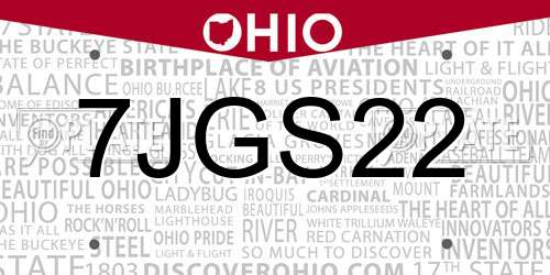 7JGS22 Ohio License Plate