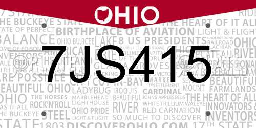 7JS415 Ohio License Plate