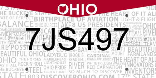 7JS497 Ohio License Plate