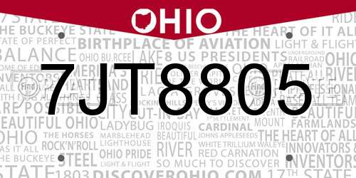 7JT8805 Ohio License Plate