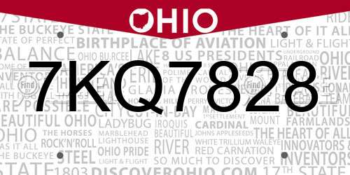 7KQ7828 Ohio License Plate