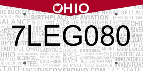 7LEG080 Ohio License Plate