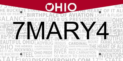 7MARY4 Ohio License Plate