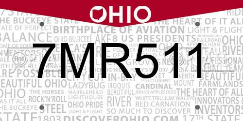 7MR511 Ohio License Plate