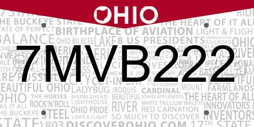 7MVB222 Ohio License Plate