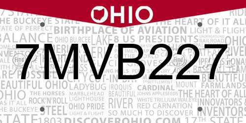 7MVB227 Ohio License Plate