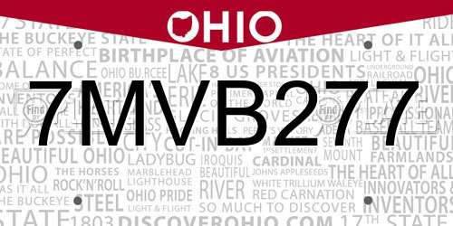 7MVB277 Ohio License Plate