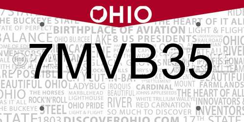7MVB35 Ohio License Plate
