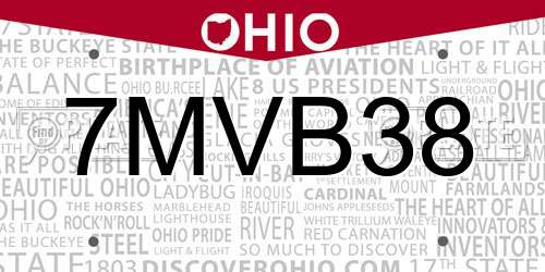 7MVB38 Ohio License Plate