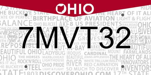 7MVT32 Ohio License Plate