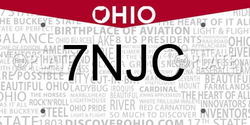 7NJC Ohio License Plate