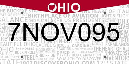 7NOV095 Ohio License Plate