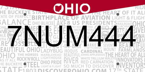 7NUM444 Ohio License Plate