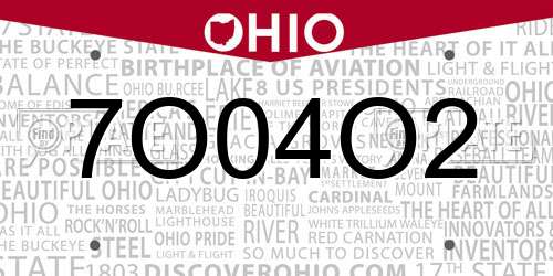 7O04O2 Ohio License Plate