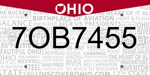 7OB7455 Ohio License Plate