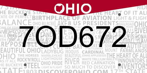 7OD672 Ohio License Plate