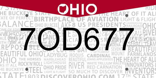 7OD677 Ohio License Plate