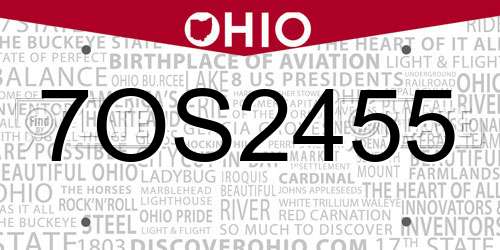 7OS2455 Ohio License Plate