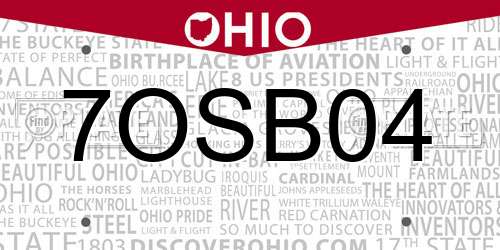 7OSB04 Ohio License Plate