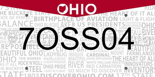 7OSS04 Ohio License Plate