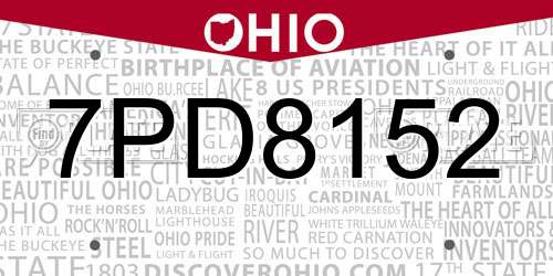 7PD8152 Ohio License Plate