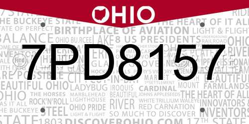 7PD8157 Ohio License Plate