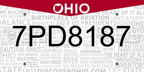 7PD8187 Ohio License Plate