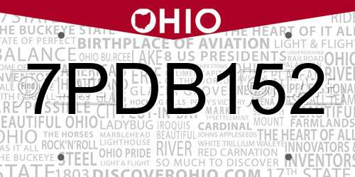 7PDB152 Ohio License Plate