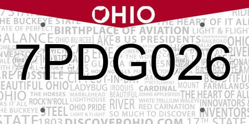 7PDG026 Ohio License Plate