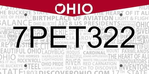 7PET322 Ohio License Plate