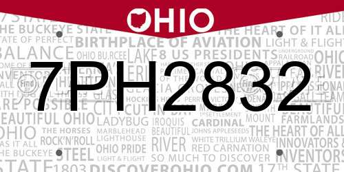 7PH2832 Ohio License Plate