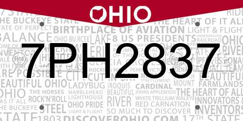 7PH2837 Ohio License Plate