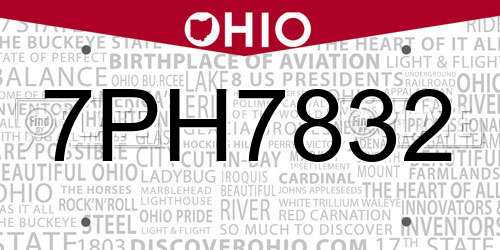 7PH7832 Ohio License Plate