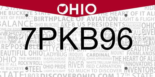 7PKB96 Ohio License Plate
