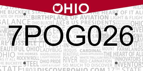 7POG026 Ohio License Plate