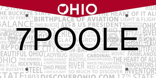 7POOLE Ohio License Plate