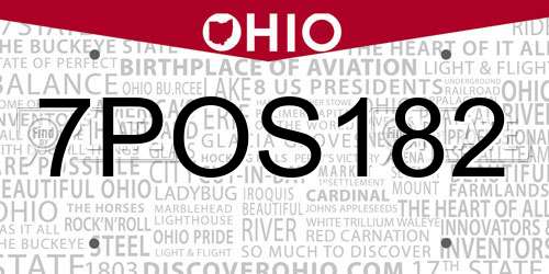 7POS182 Ohio License Plate