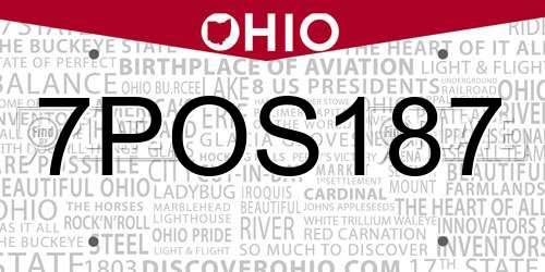 7POS187 Ohio License Plate
