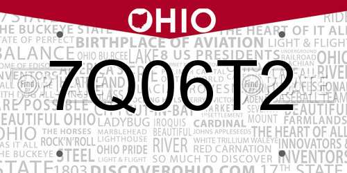 7Q06T2 Ohio License Plate