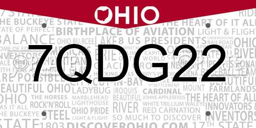 7QDG22 Ohio License Plate