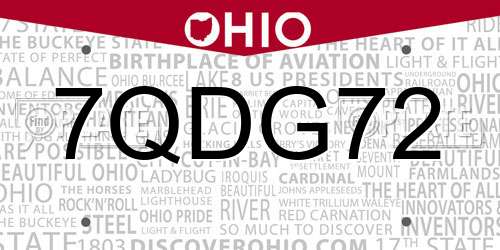 7QDG72 Ohio License Plate