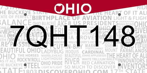 7QHT148 Ohio License Plate