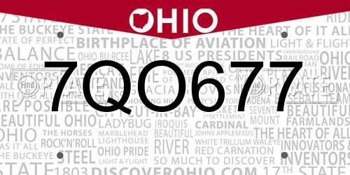 7QO677 Ohio License Plate