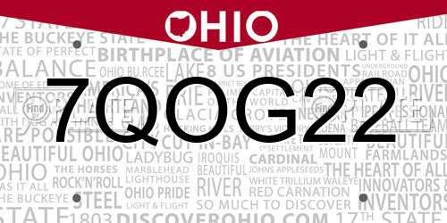 7QOG22 Ohio License Plate