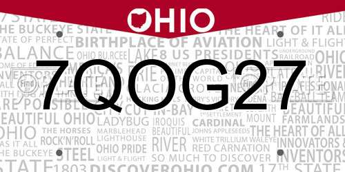 7QOG27 Ohio License Plate