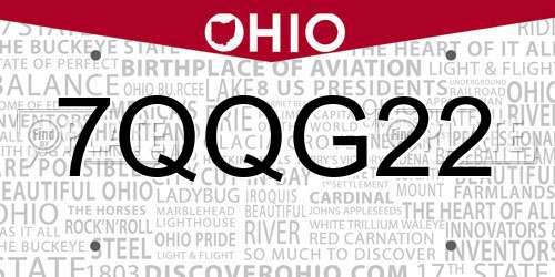 7QQG22 Ohio License Plate